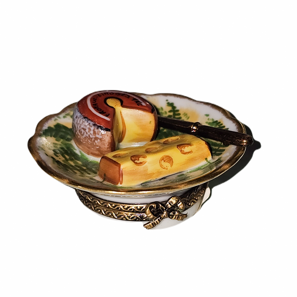 Cheese Lover's on plate Delight for Gourmets, a hand-painted Limoges porcelain gift