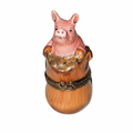 Pig in Barrel Limoges Box for Collectors, a hand-painted Limoges porcelain gift