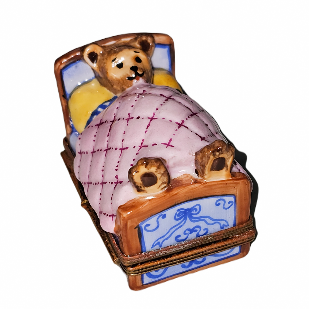 Teddy Bear in Pink Bed Limoges Box Gift, view 3