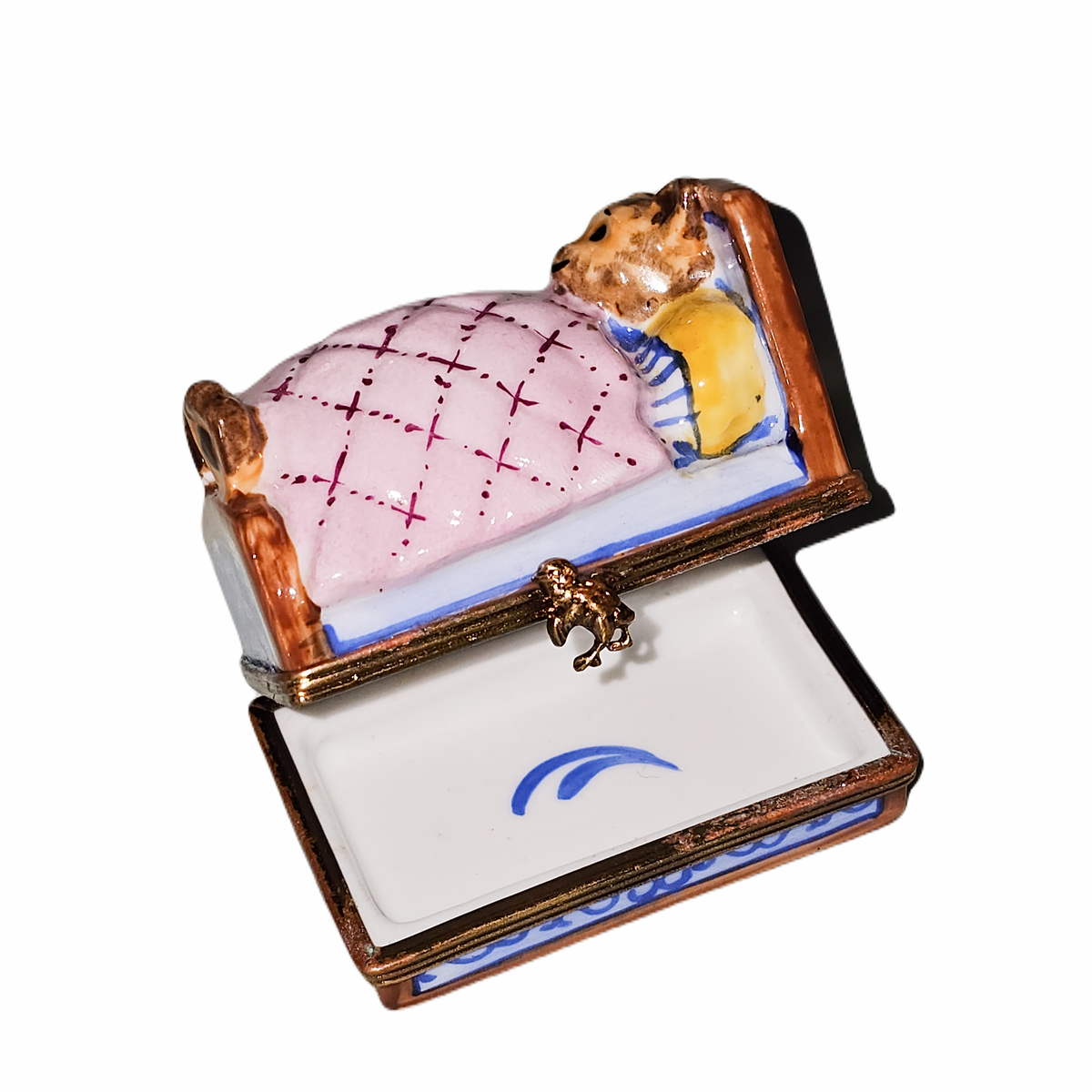 Teddy Bear in Pink Bed Limoges Box Gift, view 2