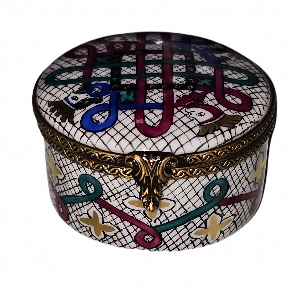 Joker Round Design Limoges Box, a hand-painted Limoges porcelain gift