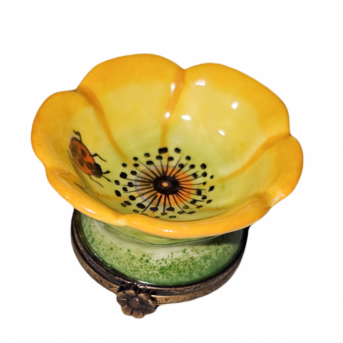 Large Yellow Flower Limoges Box, a hand-painted Limoges porcelain gift