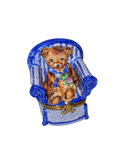 Removable Teddy Bear in Blue Shair, a hand-painted Limoges porcelain gift