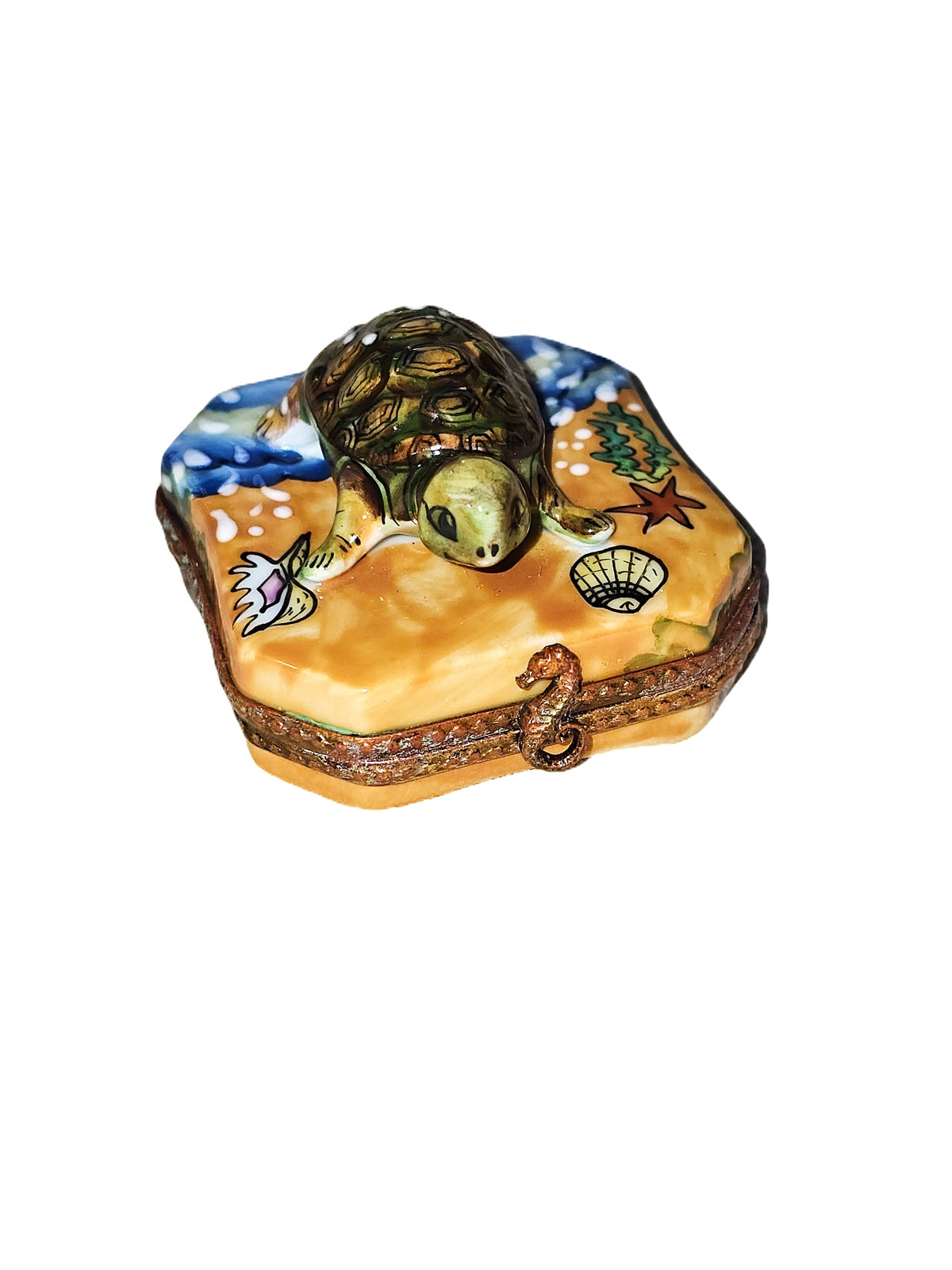 Turtle Beach Limoges Box for Ocean Lovers, a hand-painted Limoges porcelain gift