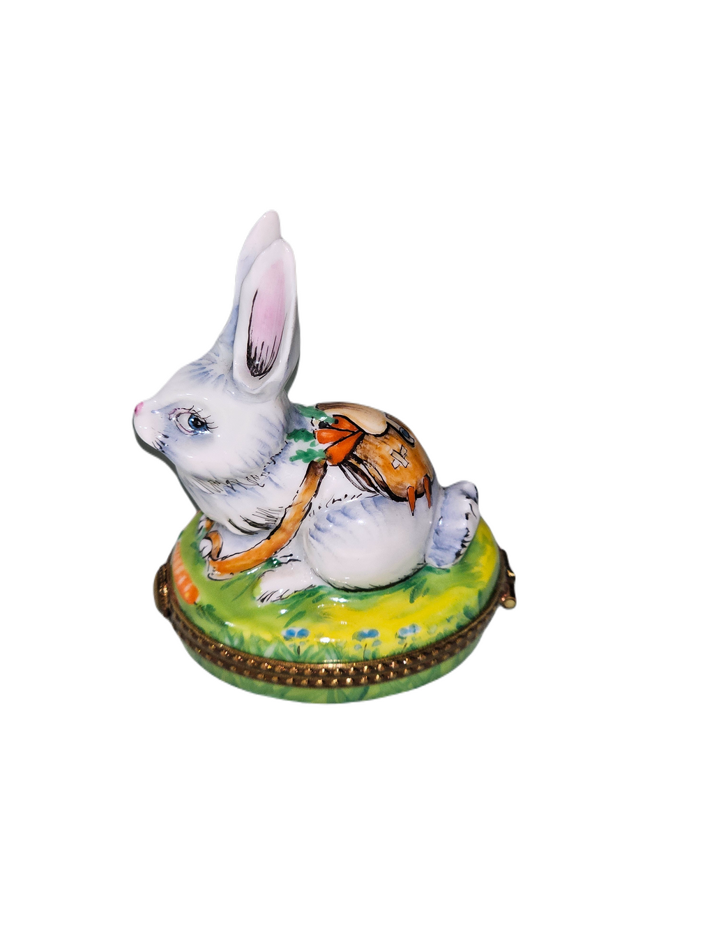 White Rabbit w Backpack Limoges Box, view 3