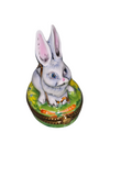White Rabbit w Backpack Limoges Box, a hand-painted Limoges porcelain gift