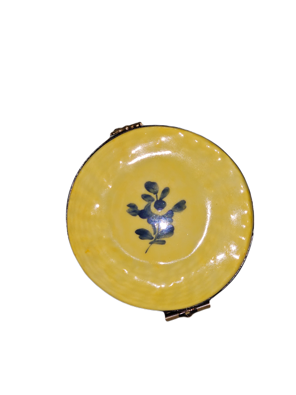 Yellow Bonnet Hat Blue Porcelain Art Object for Limoges Collectors, view 4