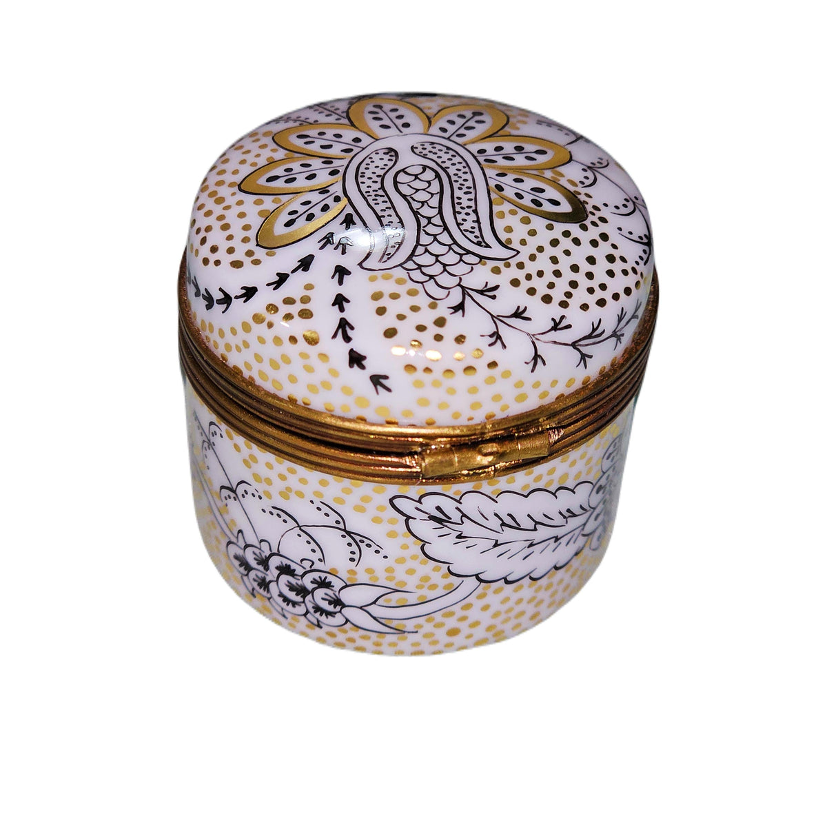 Elegant Gold Black Pizazz Tall Round Limoges Box, view 3
