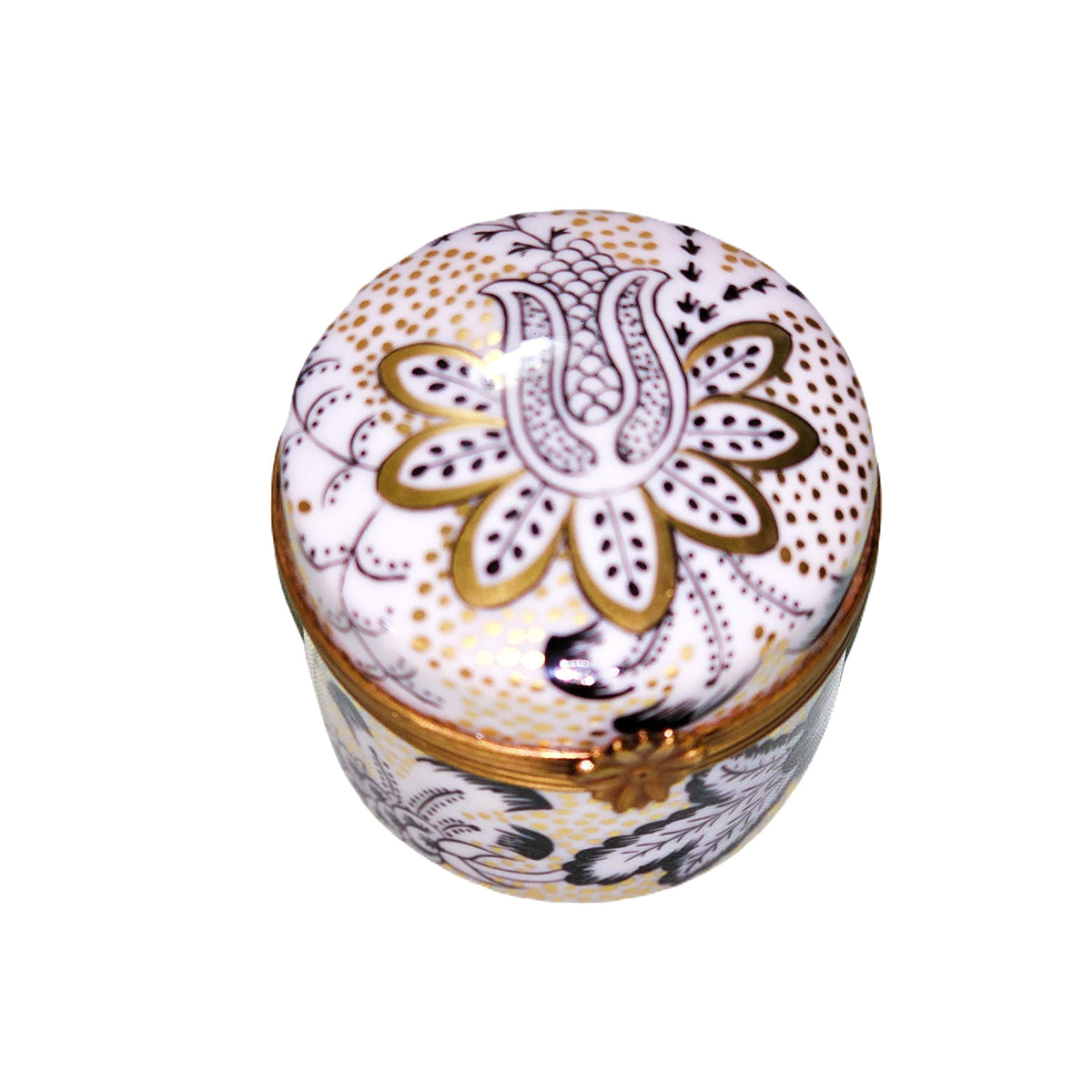 Elegant Gold Black Pizazz Tall Round Limoges Box, view 4