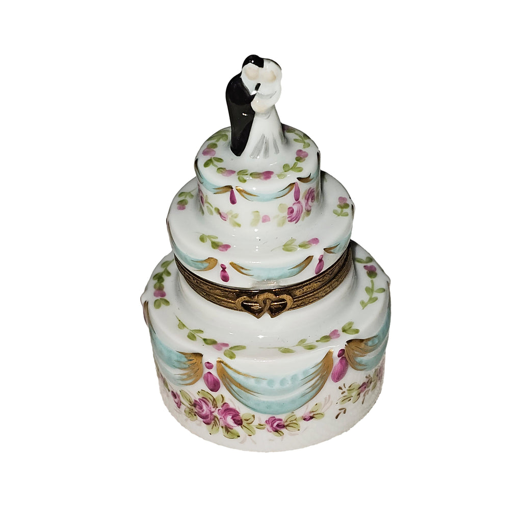 White Wedding Cake w Couple Limoges Box, view 3