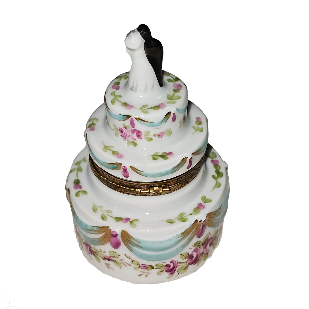 White Wedding Cake w Couple Limoges Box, view 4