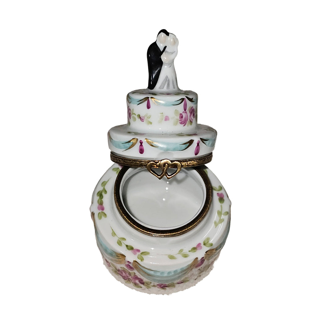 White Wedding Cake w Couple Limoges Box, view 2