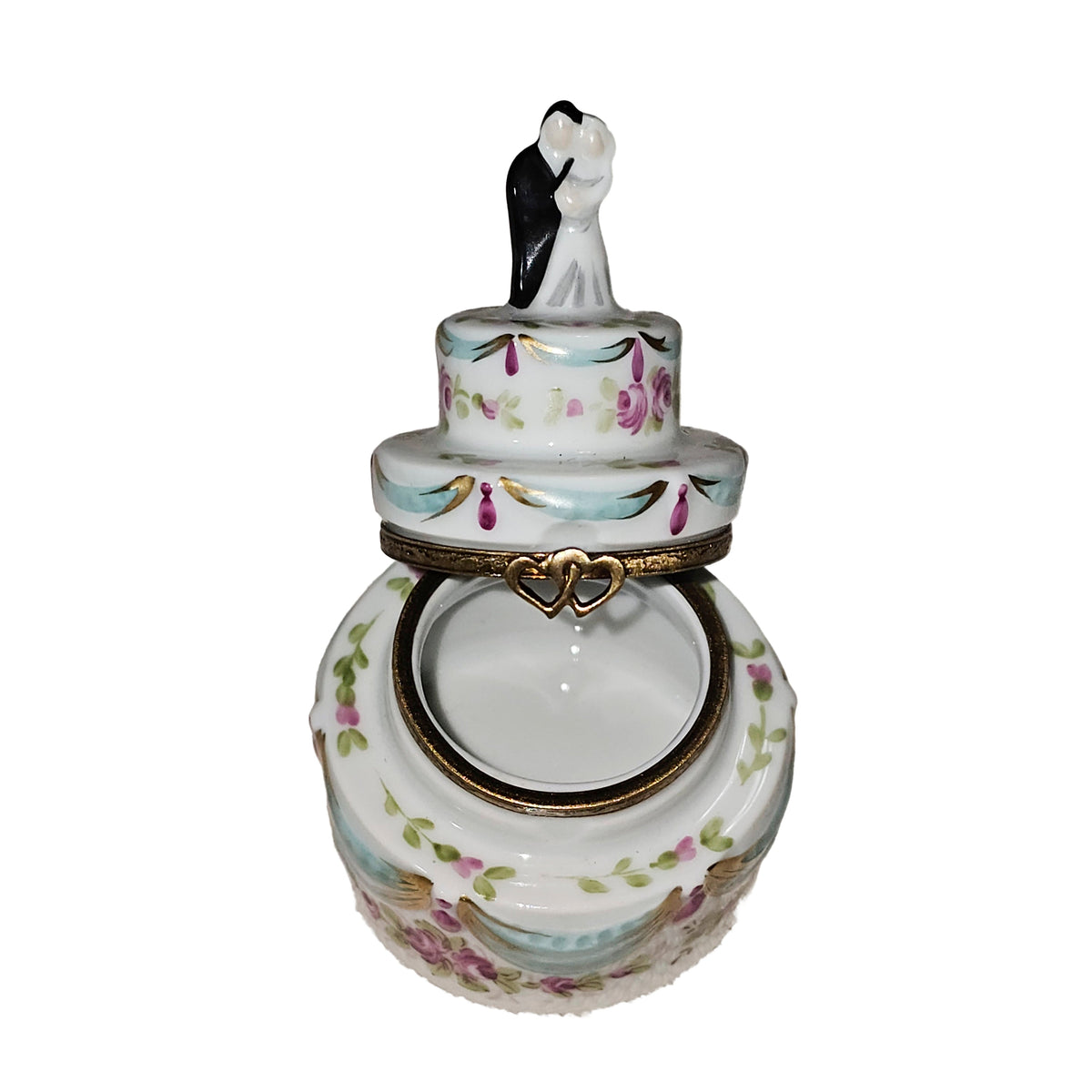 White Wedding Cake w Couple Limoges Box, view 2