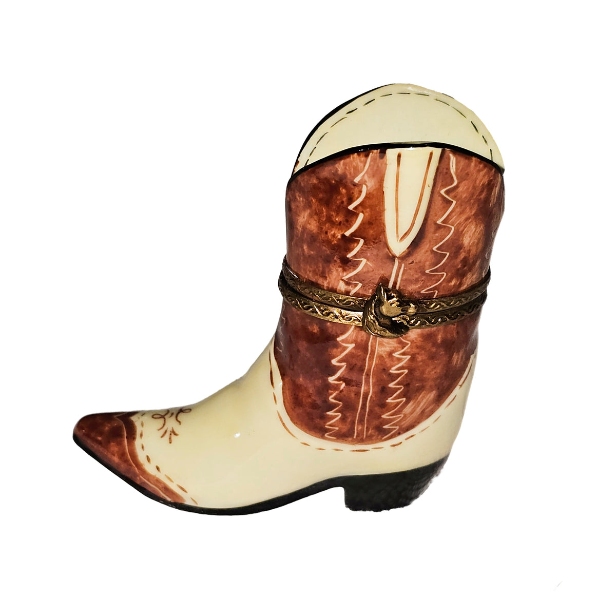 Cowboy Boot PV Limoges Box for Collectors, a hand-painted Limoges porcelain gift