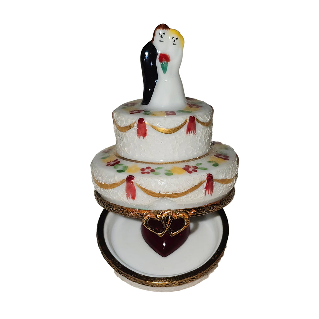 Couple on White Wedding Cake Porcelain Art Object, view 2