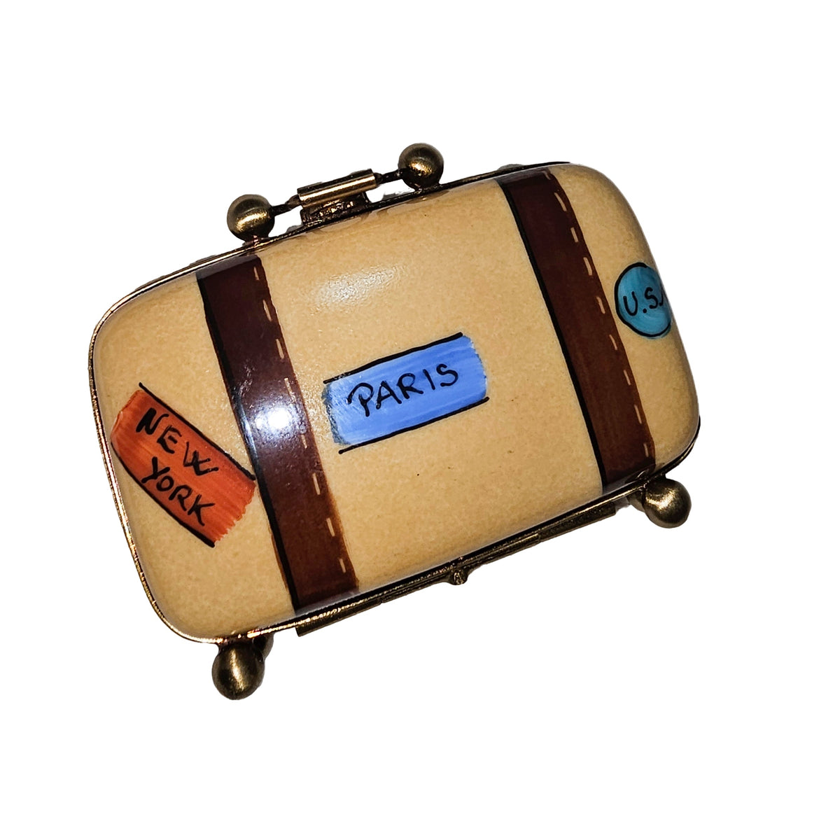 Suitcase w Tags Limoges Box Gift, view 3