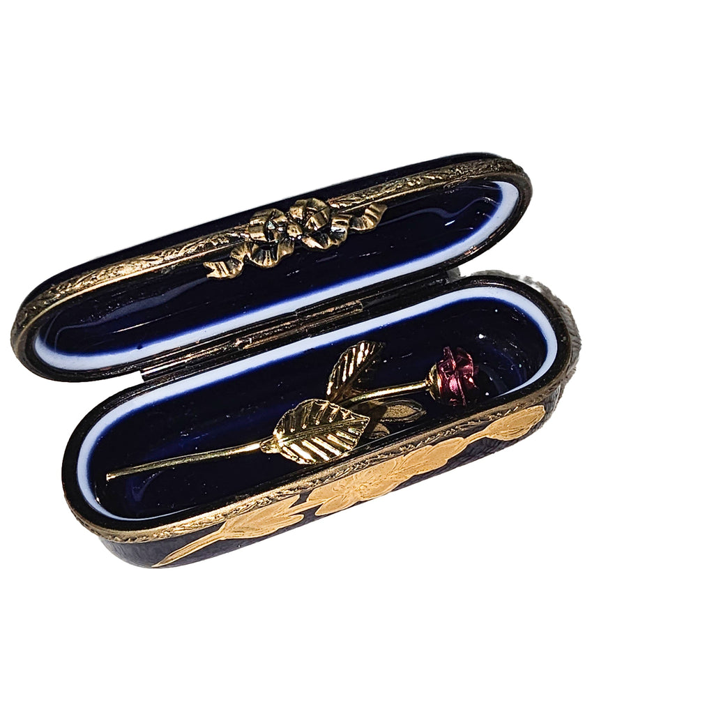Cobalt Blue Rose Needle Box for Collectors, view 2