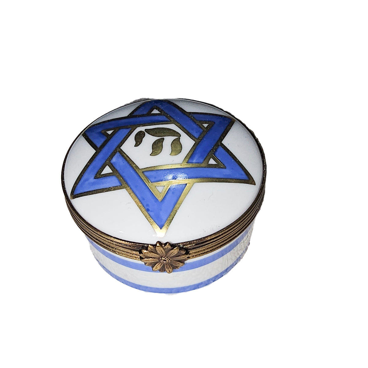 Star of David Round Porcelain Art Object, a hand-painted Limoges porcelain gift