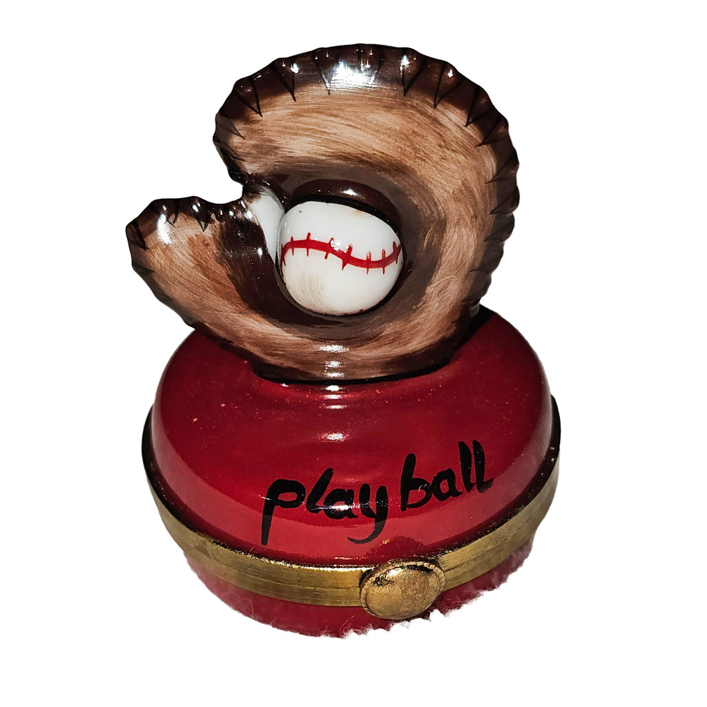 Baseball Glove w Ball Limoges Box, a hand-painted Limoges porcelain gift