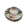 White Garden Hat with Gold Bow & Flowers, a hand-painted Limoges porcelain gift