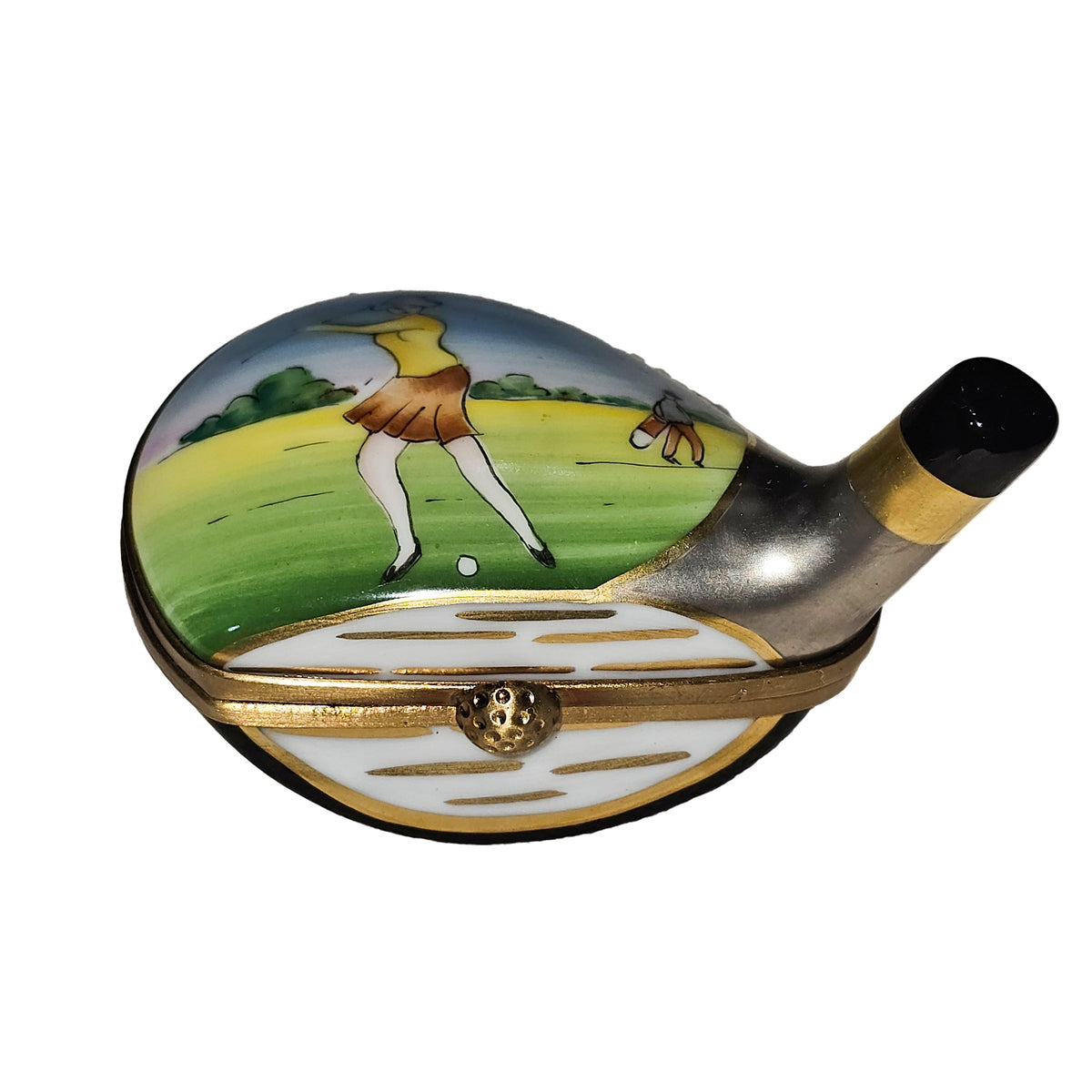 Woman on Golf Club Rochard Limoges Box, view 3