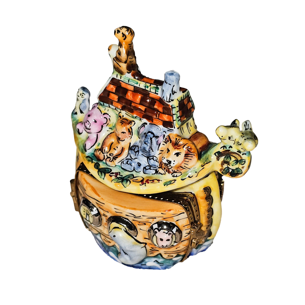 Noah Ark Double Hinged Treasure Box, a hand-painted Limoges porcelain gift