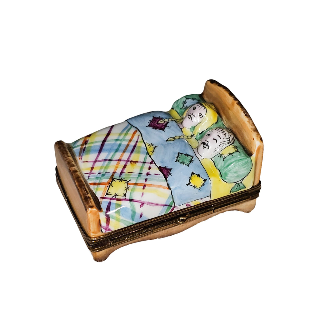Couple in Bed Limoges Box Romantic Gift, a hand-painted Limoges porcelain gift