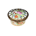 White Flowers Round Limoges Box, a hand-painted Limoges porcelain gift