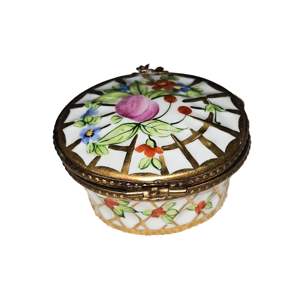White Flowers Round Limoges Box, view 3
