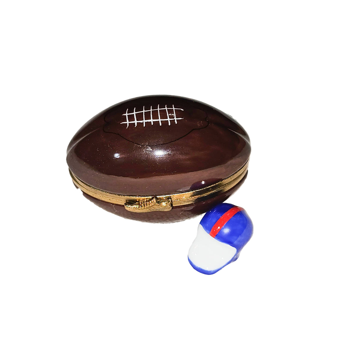 Foot Ball W Helmet Keepsake for Sports Fans Rochard Limoges Box, a hand-painted Limoges porcelain gift