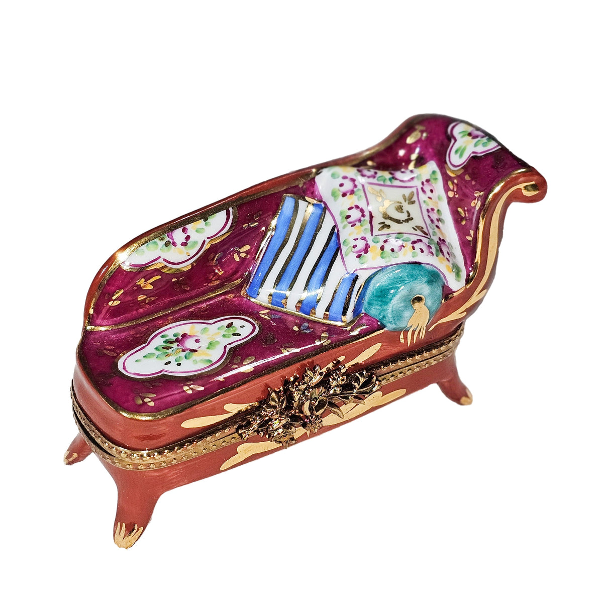Elegant Limoges Fainting Couch for Collectors, a hand-painted Limoges porcelain gift