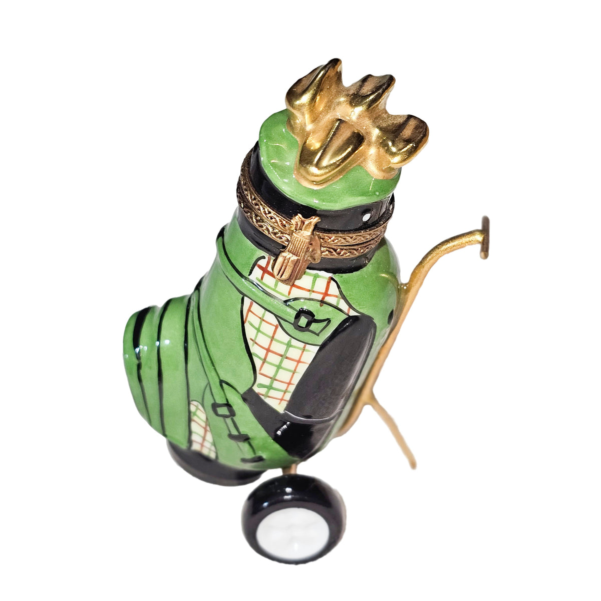 Green Rochard Golf Bag Rochard Limoges Box, a hand-painted Limoges porcelain gift
