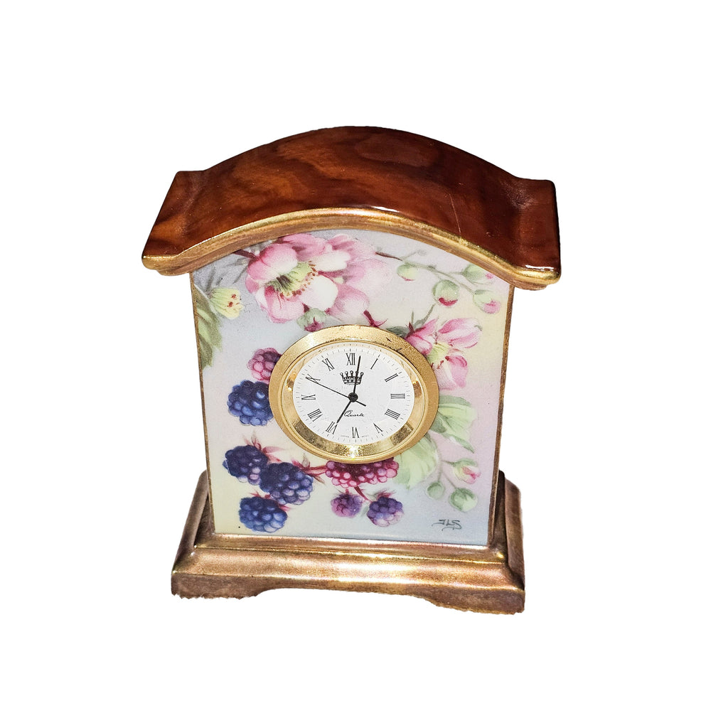 Large 5" Floral Clock for Home Décor, a hand-painted Limoges porcelain gift