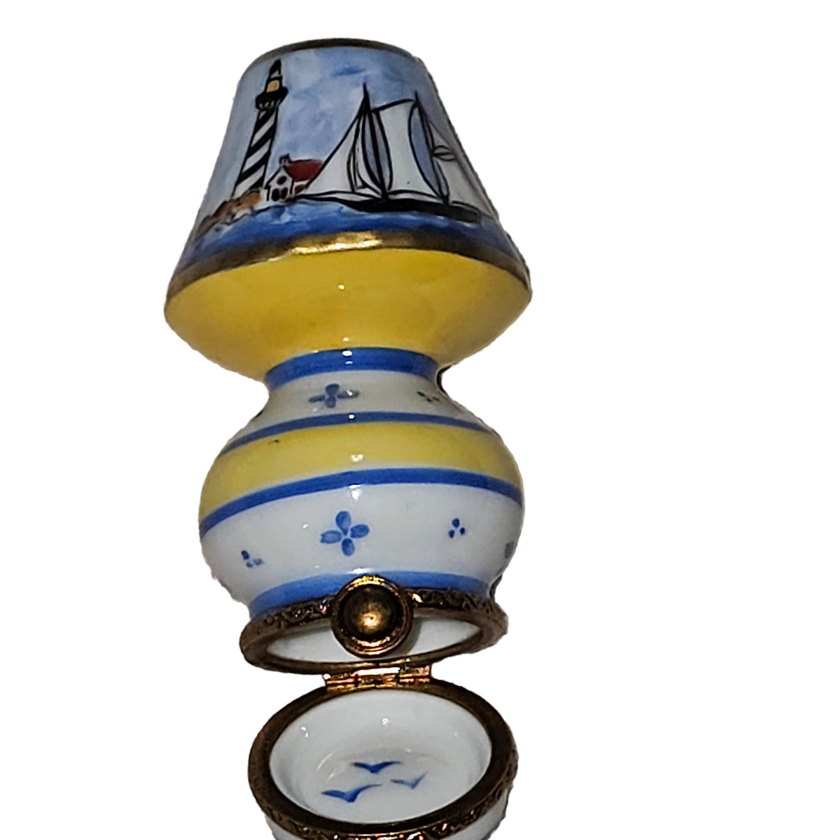 Light Blue Lamp w Sailboat Lighthouse, view 2