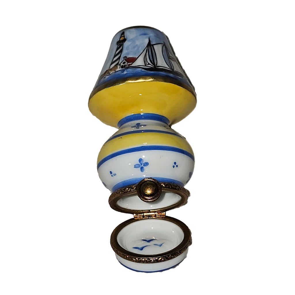 Light Blue Lamp w Sailboat Lighthouse, view 4