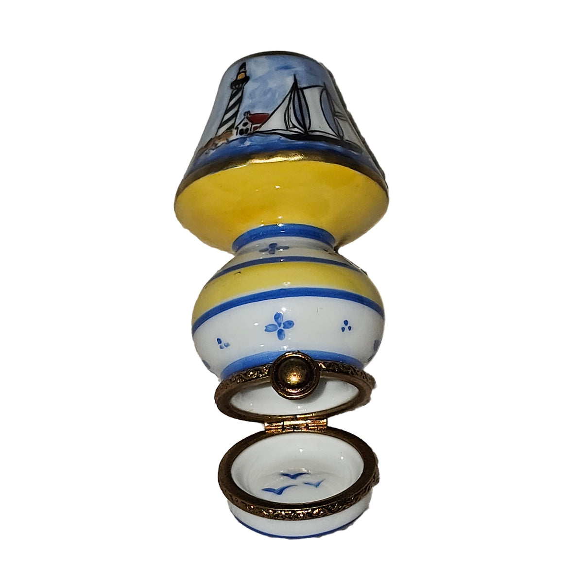 Light Blue Lamp w Sailboat Lighthouse, view 4