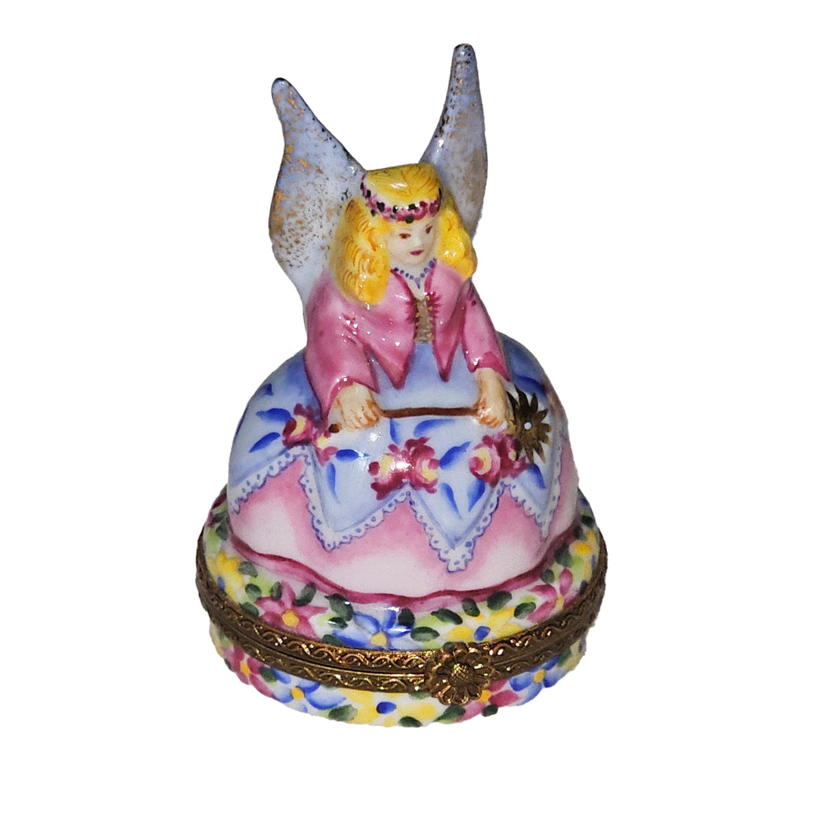 Pink Blue Angel Keepsake for Collectors, a hand-painted Limoges porcelain gift