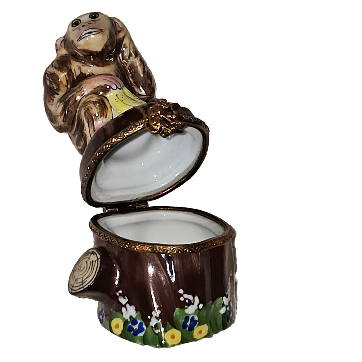 Monkey on Log Limoges Box Collectible, view 3