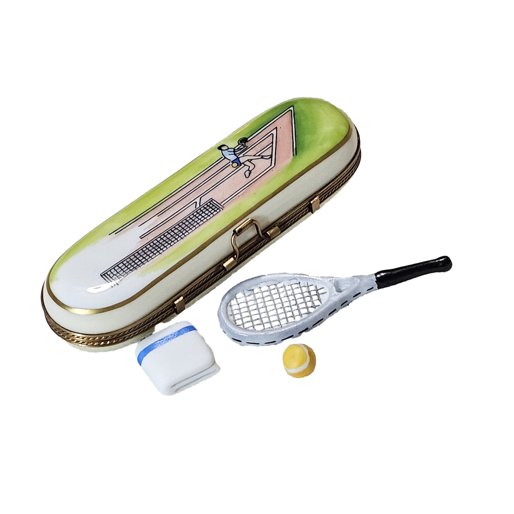 Tennis Raquet Ball Towel Rochard Limoges Box Gift Decor, a hand-painted Limoges porcelain gift