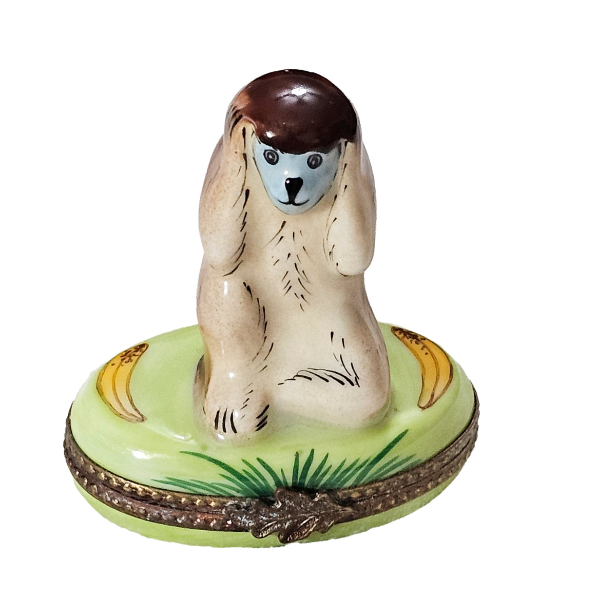 Monkey Touching Ears Limoges Box, view 3
