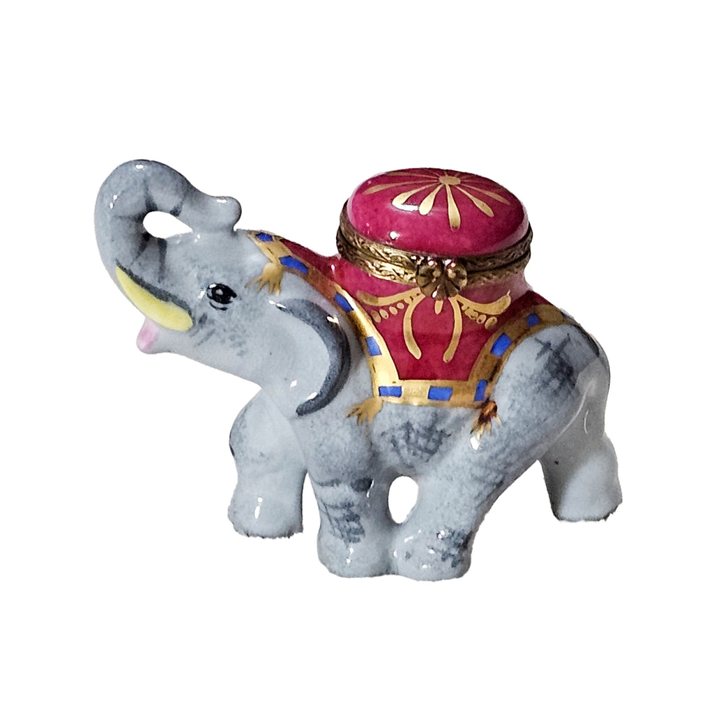 Royal Elephant Trunk Up Limoges Box, a hand-painted Limoges porcelain gift
