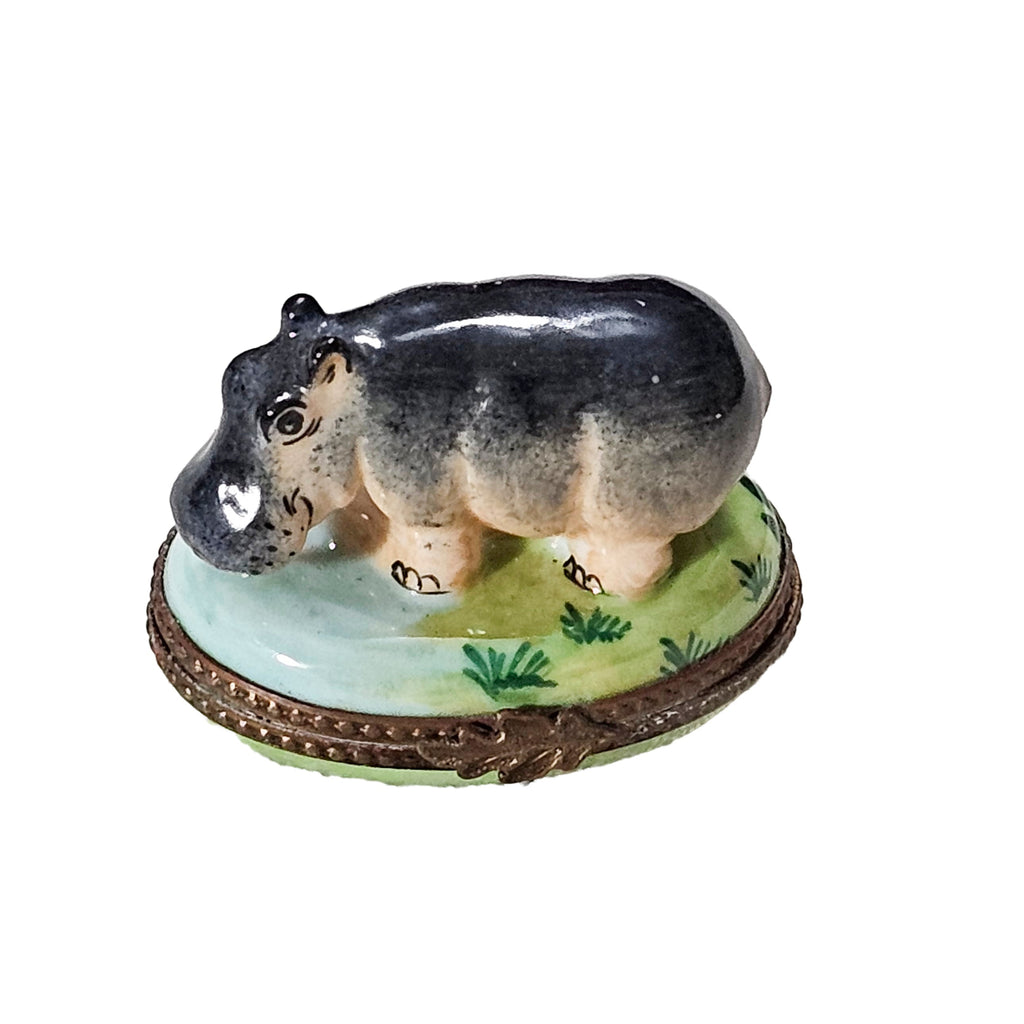 Charming Hippopotamus Box for Collectors, a hand-painted Limoges porcelain gift
