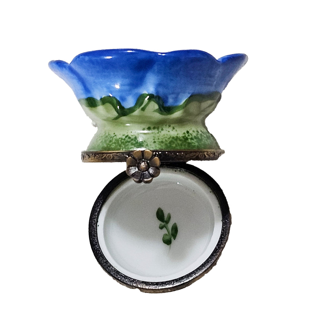 Medium Blue Flower Bulb Box Limoges French, view 2