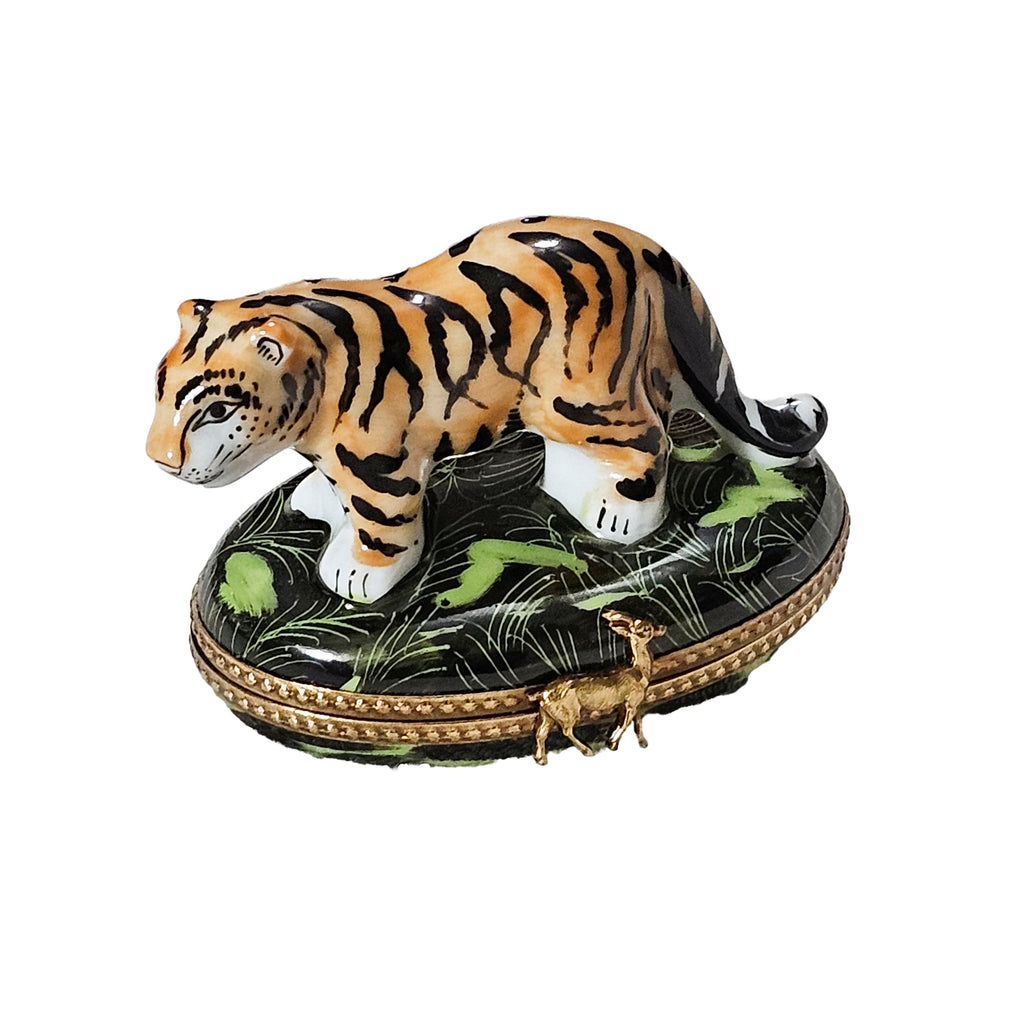 Jungle Tiger Limoges Box for Animal Lovers, a hand-painted Limoges porcelain gift