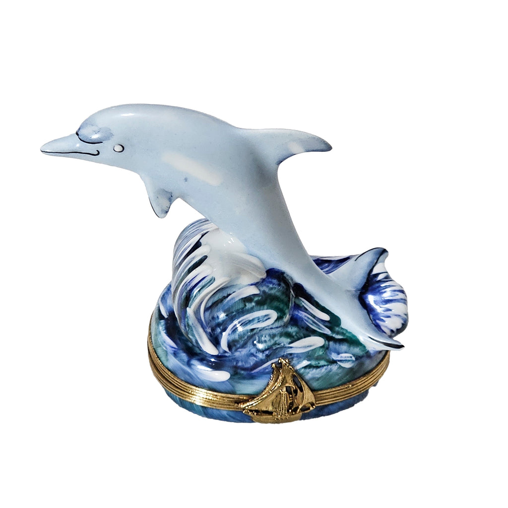 Dolphin on Wave Limoges Box for Collectors Limoges, a hand-painted Limoges porcelain gift
