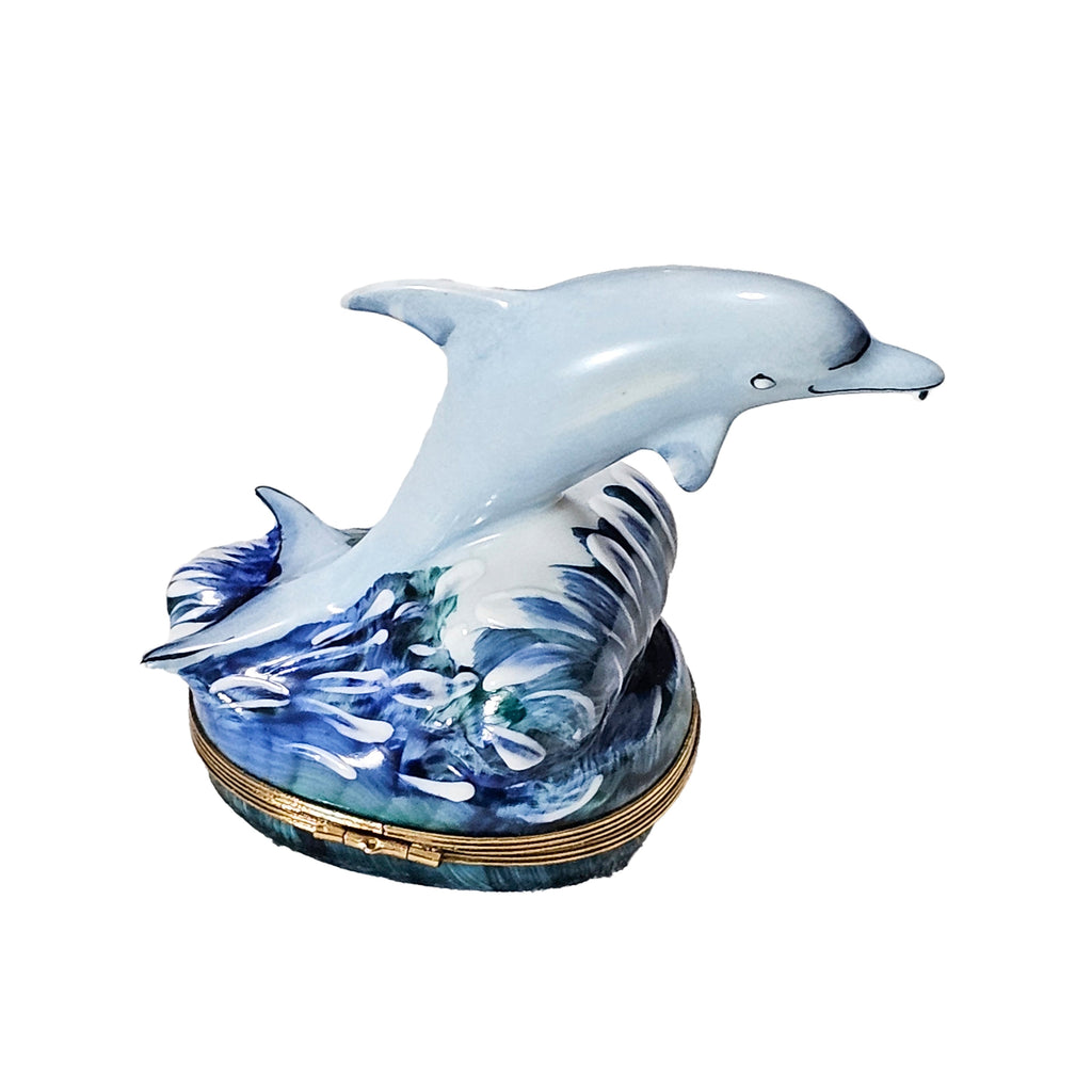 Dolphin on Wave Limoges Box for Collectors Limoges, view 3