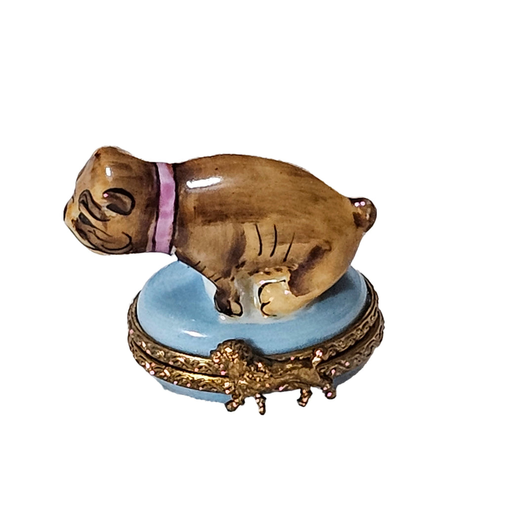 Crouching French Bulldog Gift for Dog Lovers, a hand-painted Limoges porcelain gift