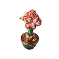 Red Flowers in Pot Limoges Box for Home Decor Gift, a hand-painted Limoges porcelain gift