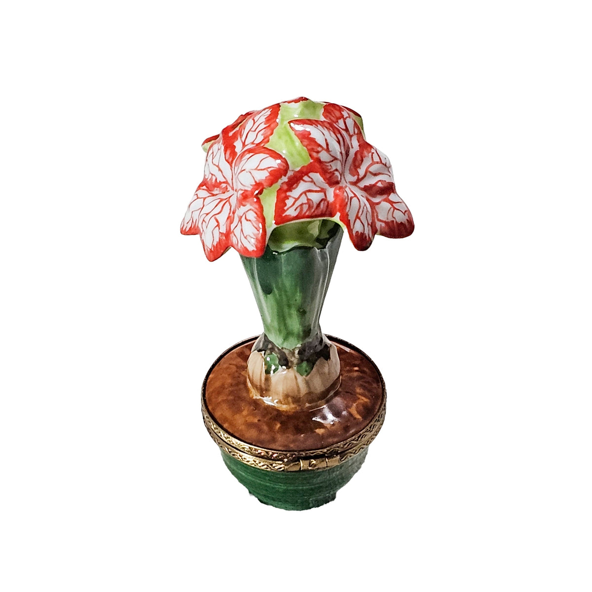 Red Flowers in Pot Limoges Box for Home Decor Gift, view 3