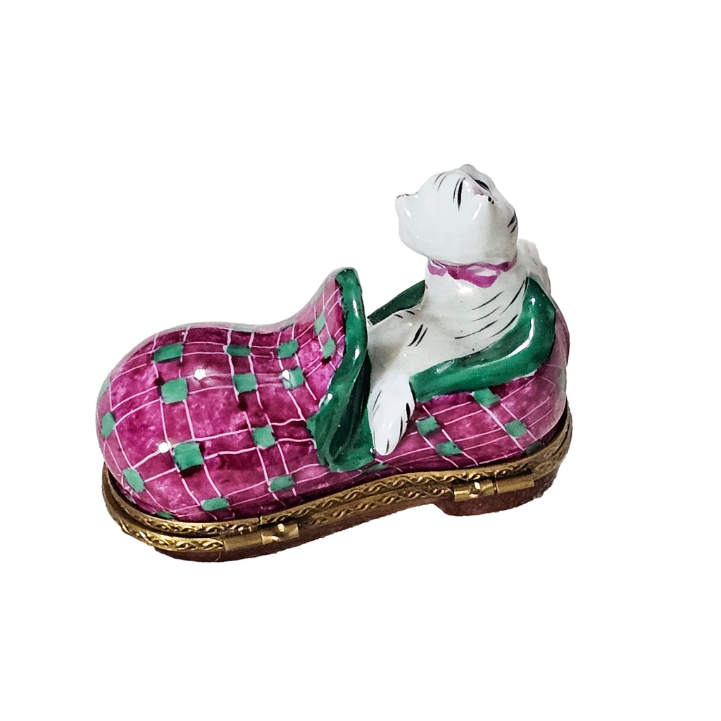 White Cat in Pink Shoe Limoges Box, view 3
